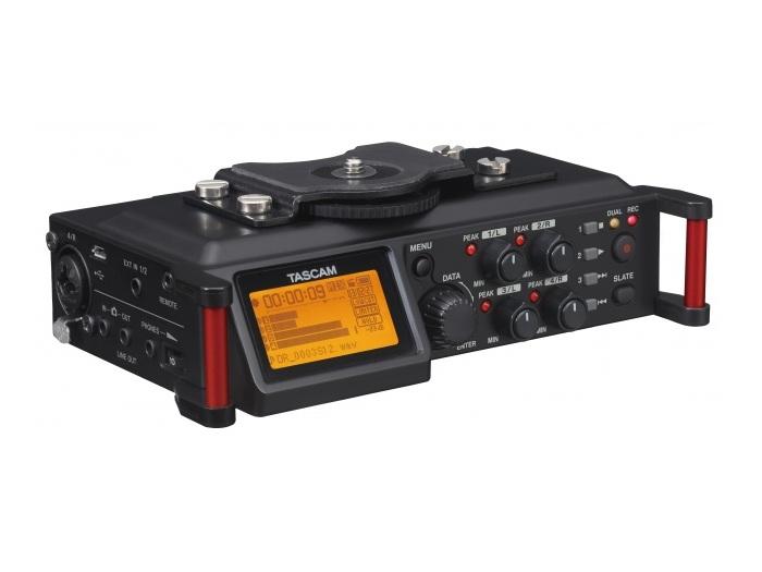 TASCAM DR-70D 4-track Portable Audio Recorder for DSLR with XLR Inputs and a Stereo Mic