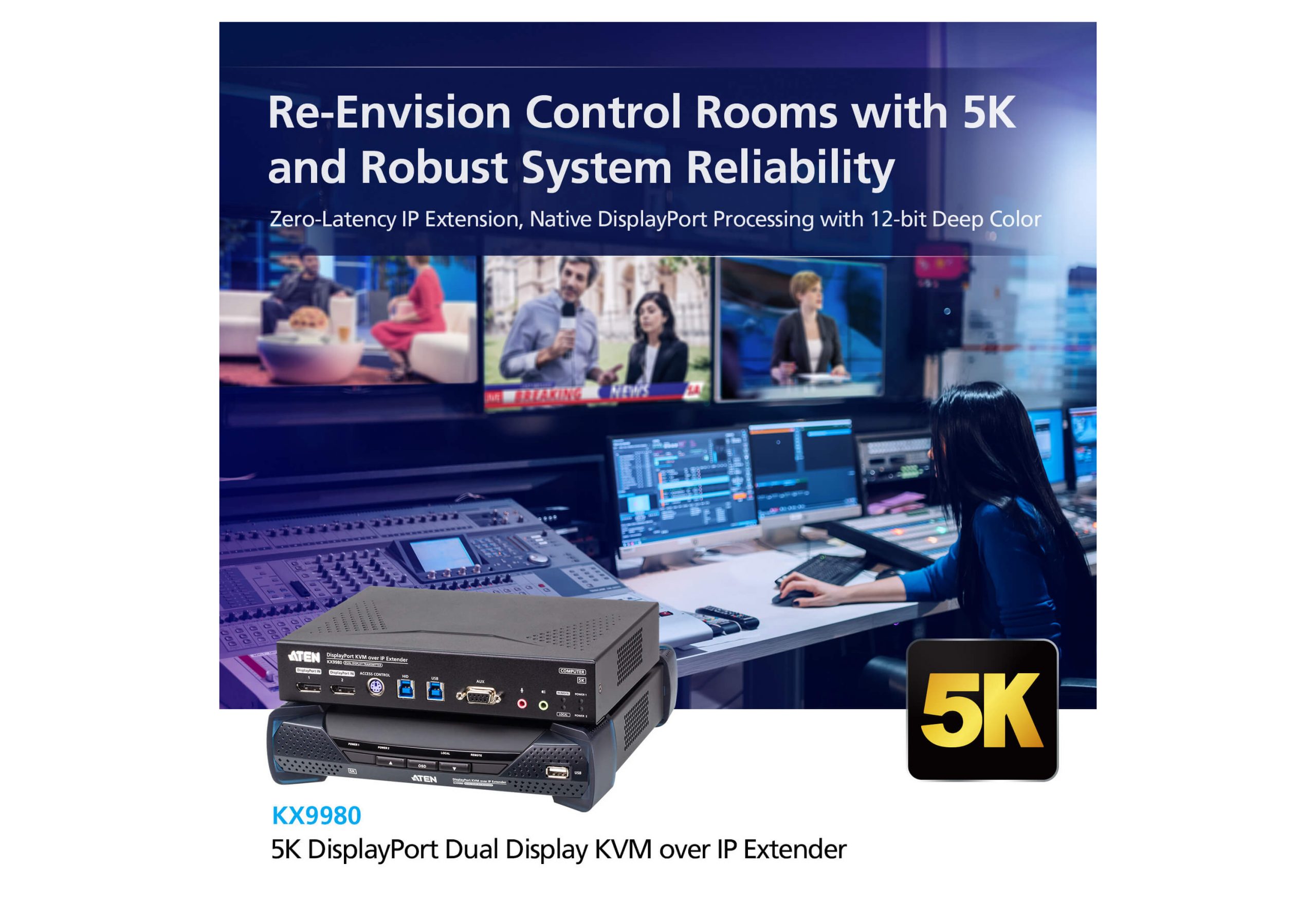 Aten KX9980T 5K DisplayPort Dual Display KVM over IP Transmitter - Image 2