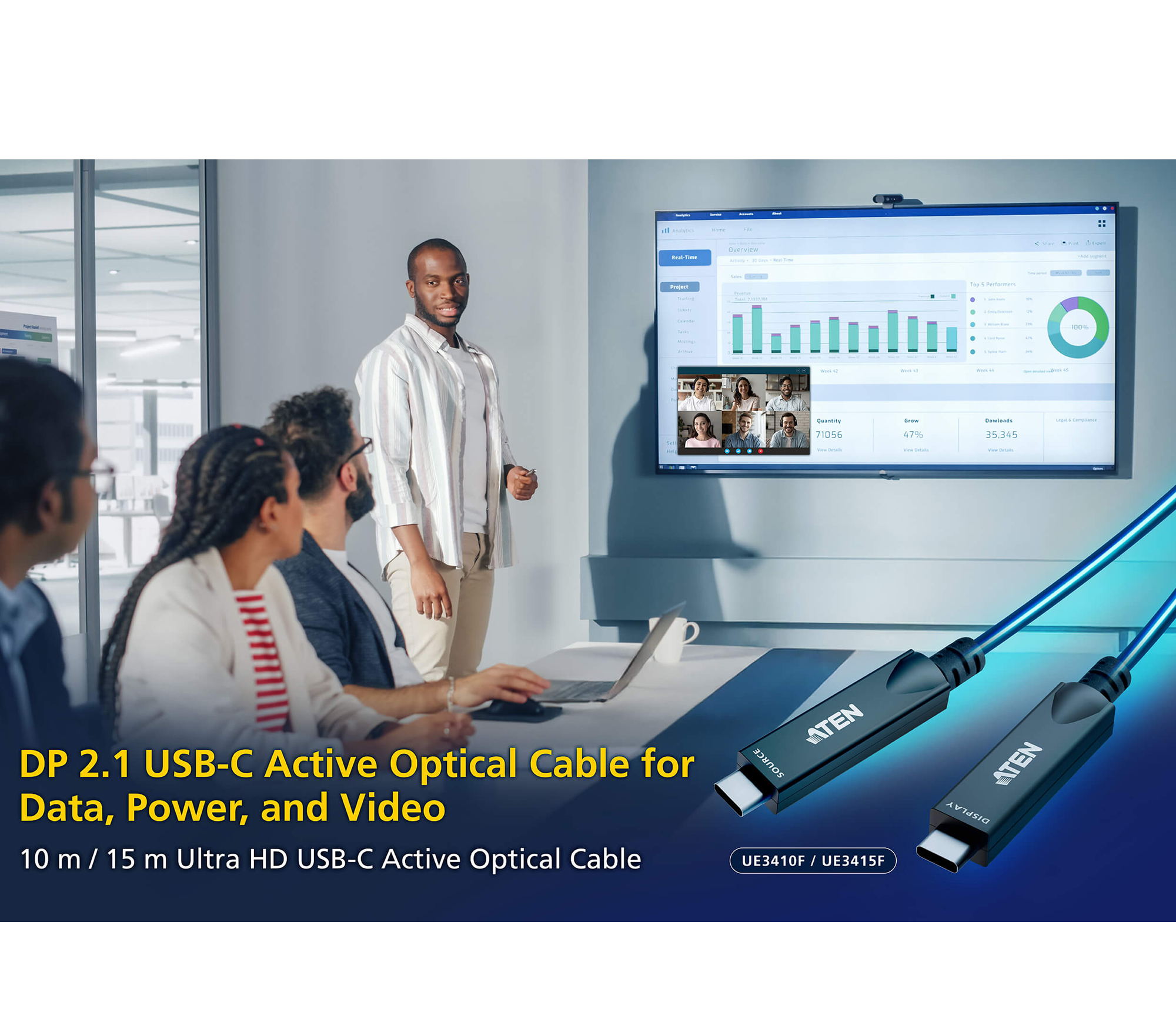 Aten UE3410F 10 m Ultra HD USB-C Active Optical Cable - Image 2