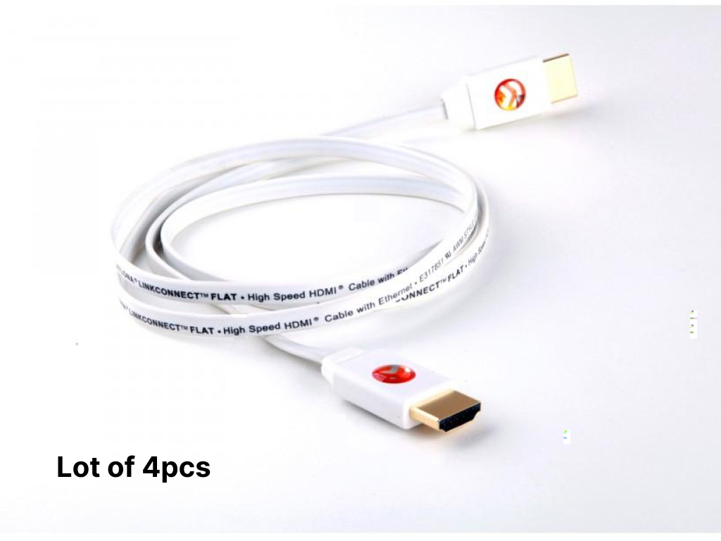 Atlona AT-LCF-12-SET4 12ft Flat HDMI High Speed Ethernet Cable for Blu-ray DVD Xbox One PS3 PS4 HDTV (Lot of 4pcs)