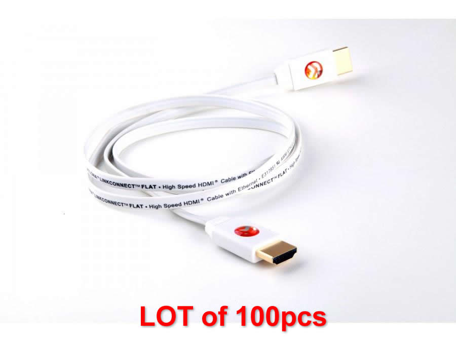 Atlona AT-LCF-4_L100 4ft High Speed 1080P Flat HDMI with Ethernet Cable for TV PS4 XBOX ONE LOT of 100pcs