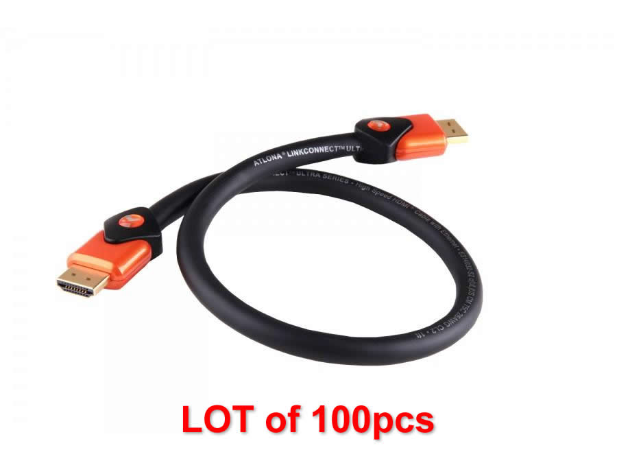 Atlona AT-LCU-12_L100 12ft 1080P 4K UHD High Speed HDMI 2.0 Cable for UHDTV PS4 PRO XBOX ONE LOT of 100pcs