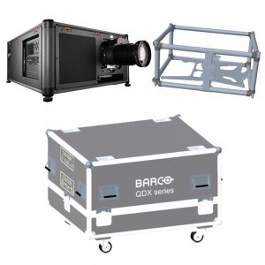 Barco R9410850-FCU QDX-4K35 FCU 33,000-Lumen 4K UHD 3-Chip DLP Projector with Rigging Frame (Black/Silver Flightcase)