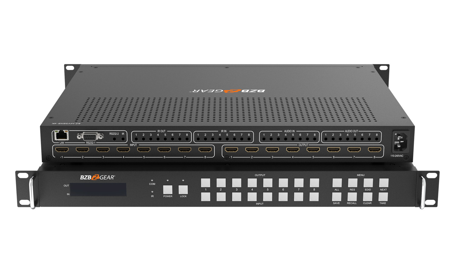 BZBGEAR BZ-MVS8X8-4K 8X8 4K 18Gbps UHD HDMI Video Wall Processor and Seamless Matrix Switcher with Scaler/IR/Audio/IP and RS-232