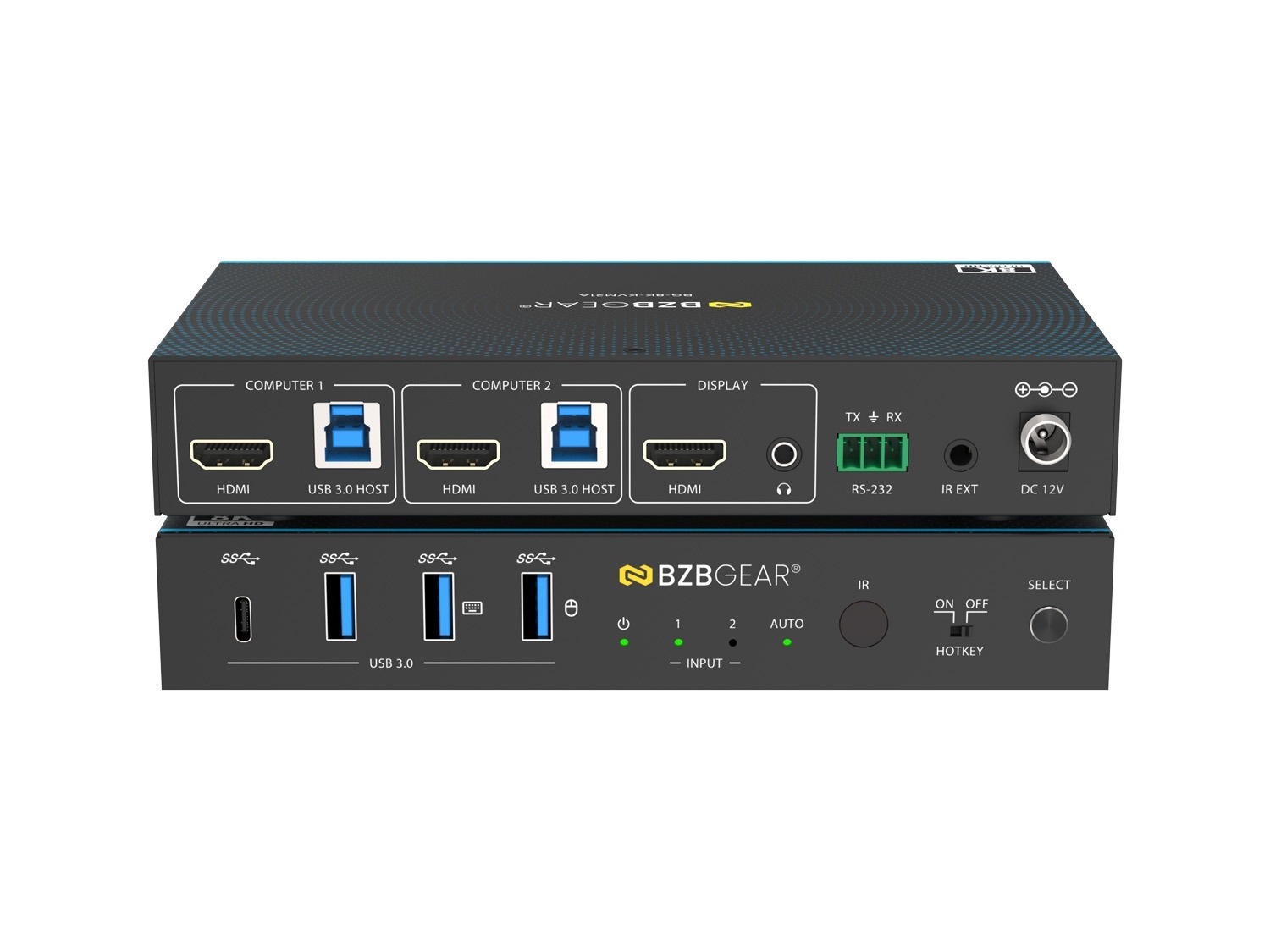 BZBGEAR BG-8K-KVM21A 8K UHD HDMI 2.1 2×1 KVM Switch with USB 3.0/Hotkey Switching/IR Control