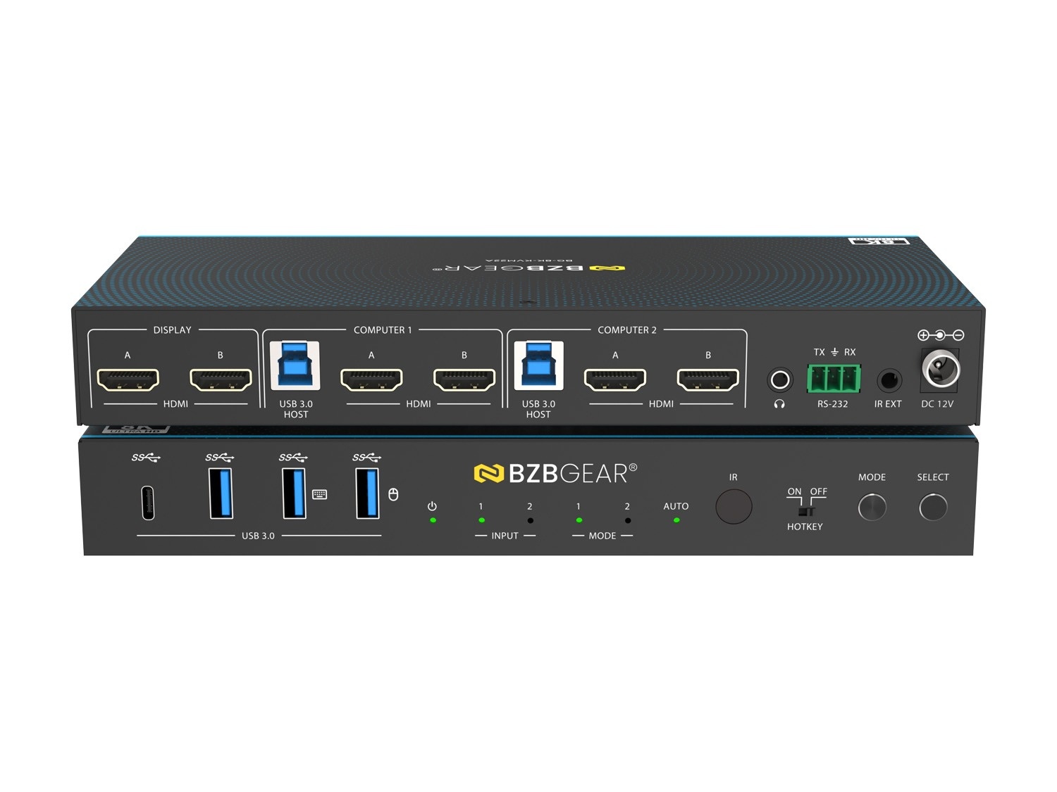 BZBGEAR BG-8K-KVM22A 8K UHD HDMI 2.1 Dual Monitor 2×1 HDMI KVM Switch with USB 3.0/Hotkey Switching/IR Control