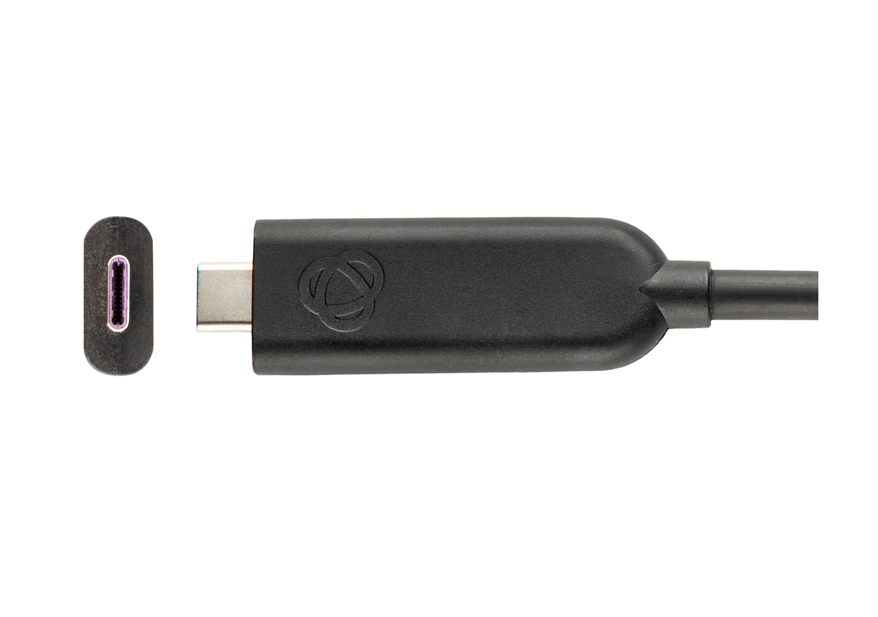 Kramer CLS-AOCU32/FF-15 USB-C 10Gbps Active AOC Hybrid Cable 4K@60 100W 15ft K-Lock
