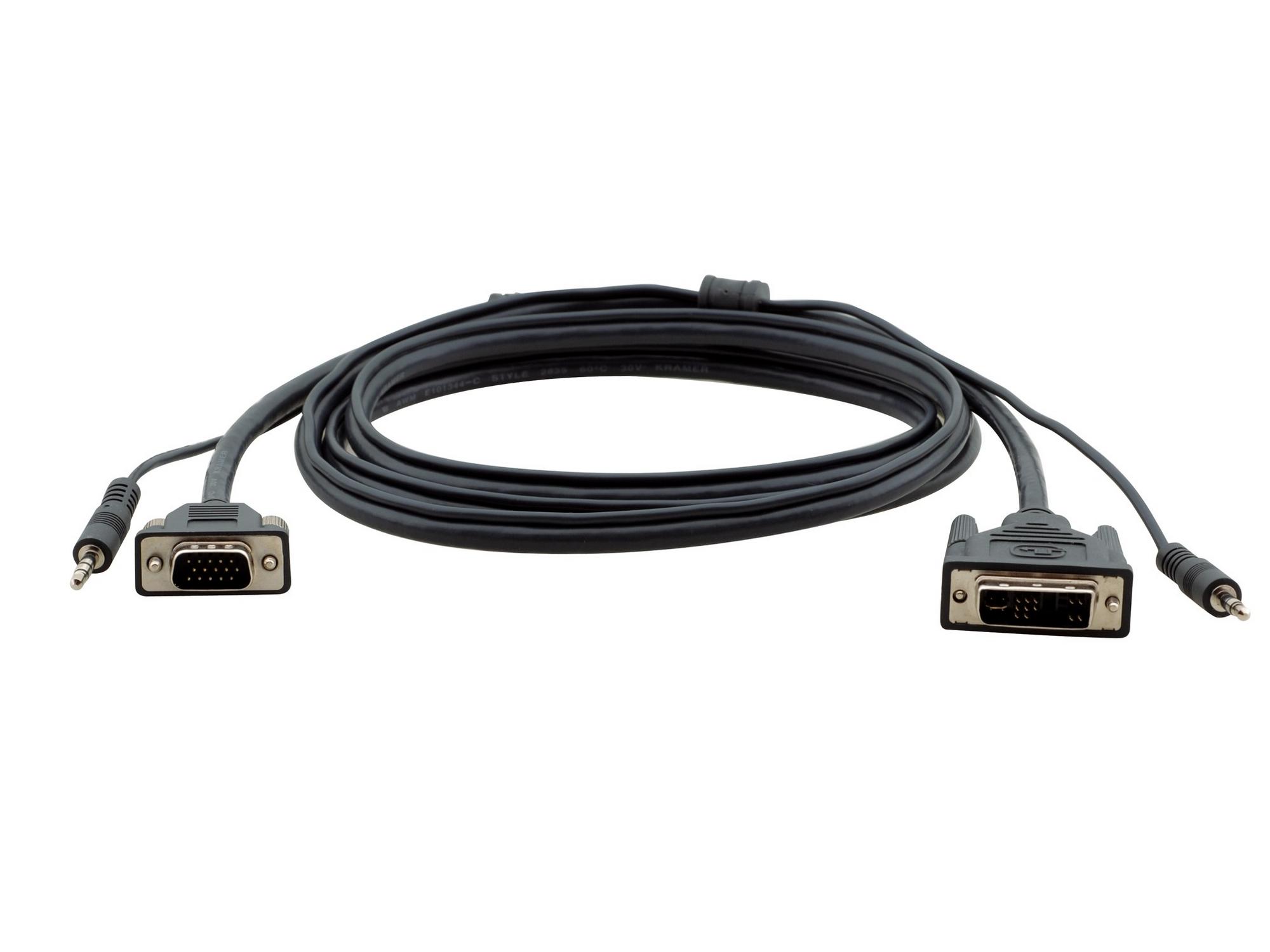Kramer C-MDMA/MGMA-25 15-pin HD to DVI and 3.5mm Stereo Audio Cable 25ft